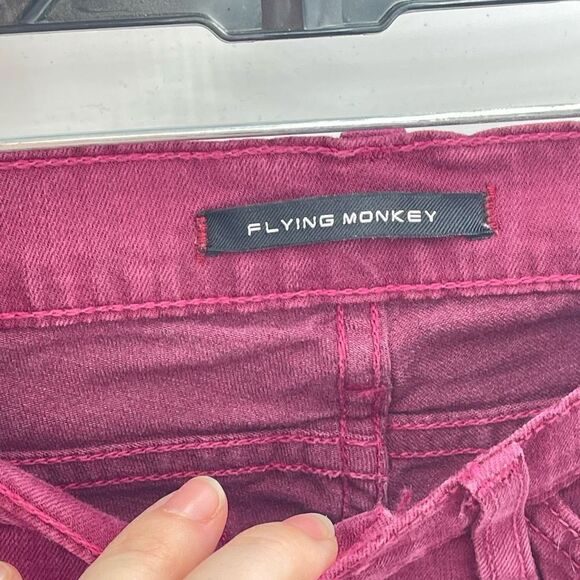 Flying Monkey Womens Skinny Pants Stretch Zip Hem Pockets Purple Size 27 - Picture 5 of 12